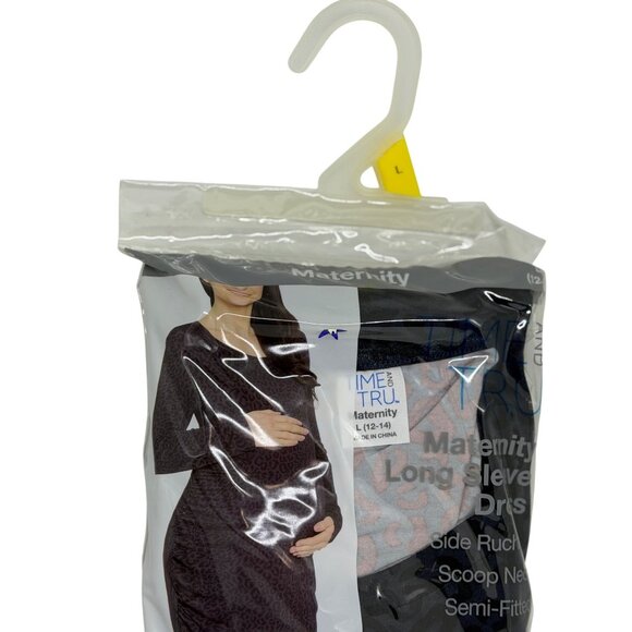 NEW Time and Tru Maternity LS Dress Large 12-14 Navy Leopard Print Semi-Fitted - Picture 4 of 4